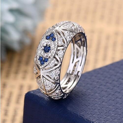 Luxury Vintage Eyes Rings For Women Wedding Cubic Zircon Engagement Dubai Bridal Statement Finger Ring Zk30