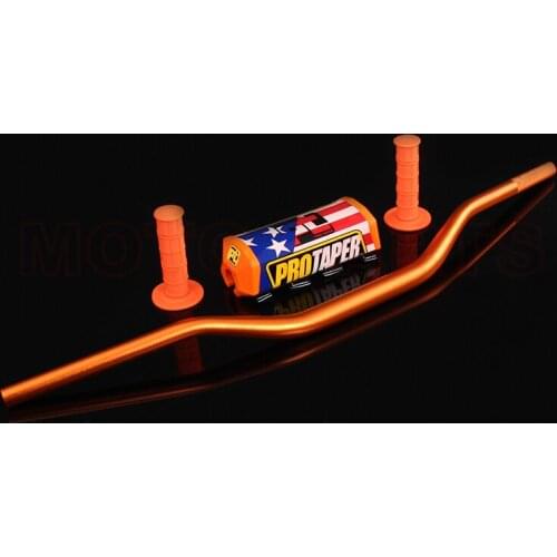 HandleBar 1-1/8" Dirt Bike MotorCross Bar MX Aluminum Racing Handlebar 810mm with Square Bar Pad Orange +lattice grips