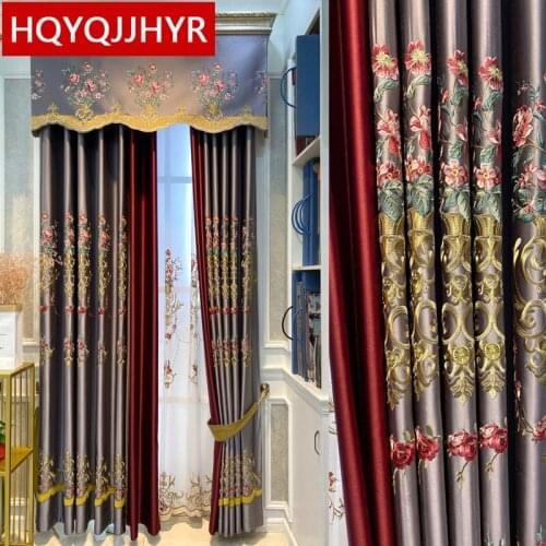 New European style luxury blackout embroidered curtains for living room high quality decorative curtains for bedroom apartments