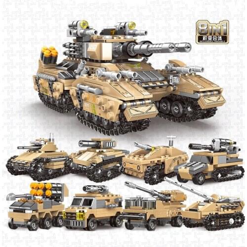 8 IN 1 Emperor tank building blocks world war ii 2 kids toys moc sets bricks Compatible military armor vehicles