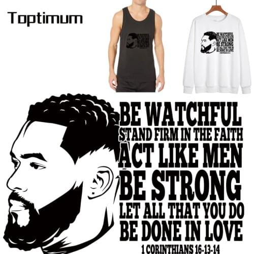 Bearded man Heat-Sensitive Patches Applique Thermo Stickers On Clothes Iron On Transfers For Clothing custom T-shirt Patch