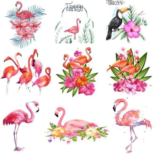 Iron on Transfer for Clothing Thermoadhesive Patches Stickers Diy Flamingo Cute Patch Fusible Stripe Applique for Kids Clothes C