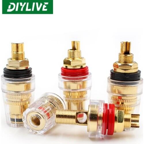 High-grade copper gold-plated plastic amplifier with transparent crystal speaker, banana socket, short tail horn terminal