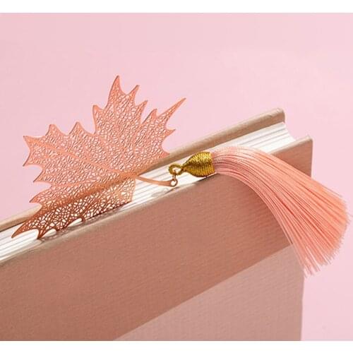 Bookmark Stationery Supplies For Student Kid Reading Note Golden Book Marker Maple Apricot Leaf Gift Vintage Chinese Style