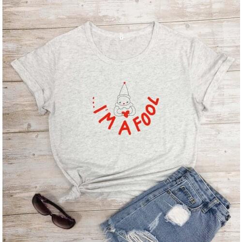 Colored I'm A Fool Clown Buddy T-shirt women 100% Cotton funny tumblr casual graphic grunge quote Fashion unisex tee top tshirt