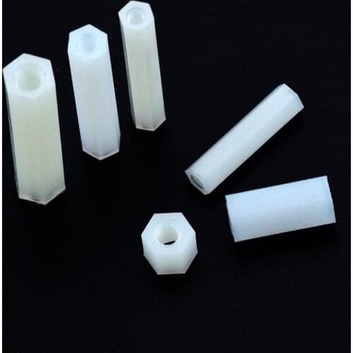 20PCS M3*5-30 White Spacing Screw Column Flat Head Female Double Pass Nylon Plastic Nut For PCB Fixed Hollow Pillar M3x5