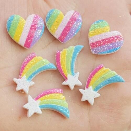 20Pcs New Cute Mixed Shining Hearts And Meteors Flat Back Resin Scrapbooking DIY Jewelry Craft Decoration Accessories H310