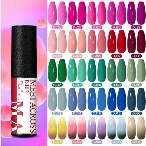 5ml Nail Art Gel Nail Polish Spring Summer Color Semi Permanent Nail Varnish Base Top Coat UV LED Gel Varnish Soak Off