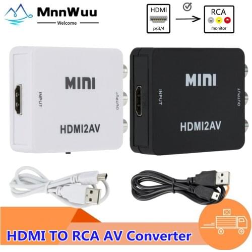 HDMI-compatible TO AV Scaler Adapter HD Video Composite Converter Box HD to RCA AV/CVSB L/R Video 1080P Support NTSC PAL