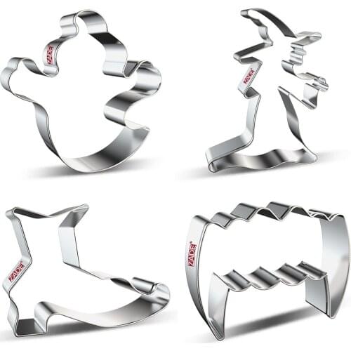 ADE Halloween Cookie Cutter Witch,Ghost, Biscuit Fondant Sandwiches Cutters - Stainless Steel