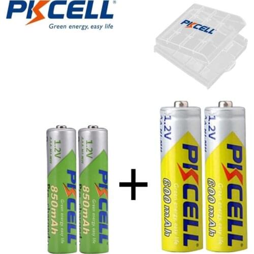 2/4/8Pcs PKCELL AA NIMH 1.2V 600mah Rechargeable Battery And 2/4/8Pcs AAA NIMH 1.2V 850mah Rechargeable Battery With 1/2/4 BOX