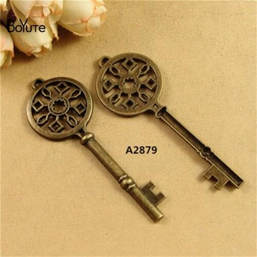 BoYuTe (20 Pieces/Lot) 25*69MM Zinc Alloy Antique Bronze Plated Key Vintage Charms Pendant Diy Jewelry Accessories Findings
