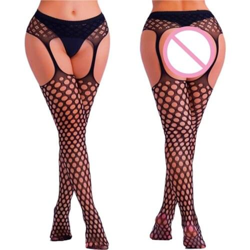 Fishnet Stockings Hot Selling Women Long Sexy Fish Net Pantyhose Open Crotch Mesh Stockings Lingerie Skin Thigh High Stocking