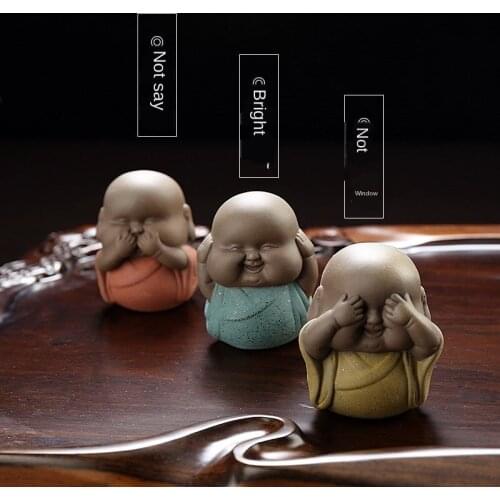 Color Sand Pottery Tea Favor Little Monks Decoration Purple Samanera Cute Buddha Kung Fu Tea Play Tea Pet Tea Accessories