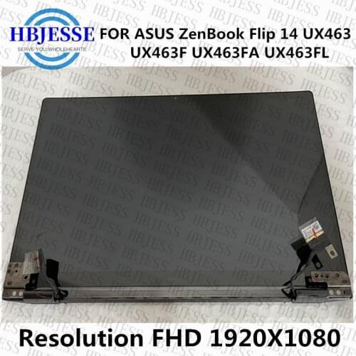 14'' FHD display with cover FOR ASUS ZenBook Flip 14 UX463 UX463F UX463FA UX463FL LCD + touch digitizer assembly with grey cover