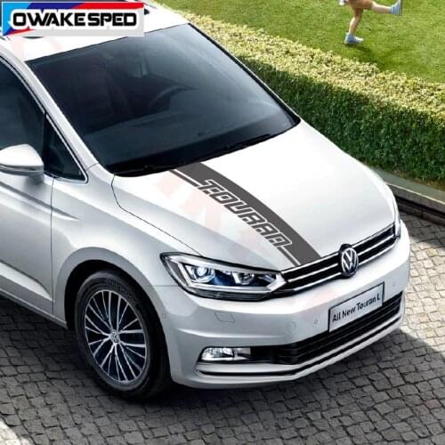 For-Volkswagen Touran Car Bonnet Sports Stripes Decor Sticker Auto Hood Engine Cover Stickers DIY Vinyl Decals