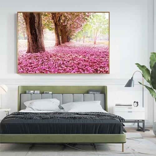 HD Picture Canvas Painting Pink Flower Canvas Painting for Living Room Landscape Print Poster Painting Home Decoration