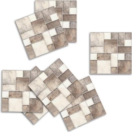 18pcs 10*10cm Square Stitching Tile Waterproof Wall Art Bathroom Kitchen Cafes Room Decor DIY Tile Sticker