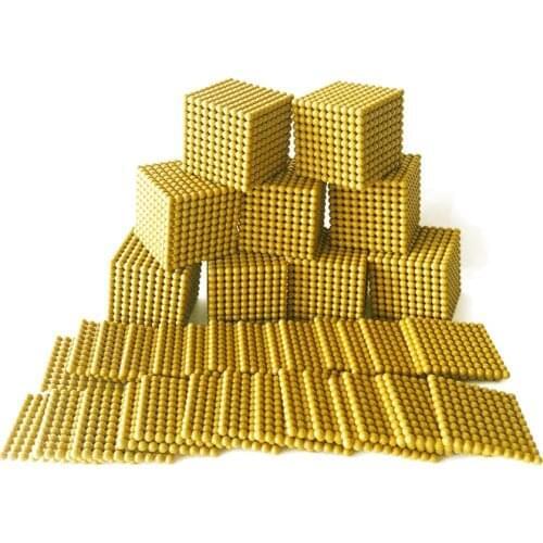 Montessori Golden Beads Materials Plastic Thousand Cube/ Hundred Square Kids Math Toys Educational Equipment Early Learning Tool