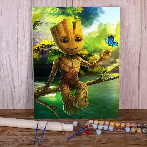 Groot Paint By Numbers Kit Acrylic Paints 40*50 Boards By Numbers Decorative Paintings Crafts For Wholesale