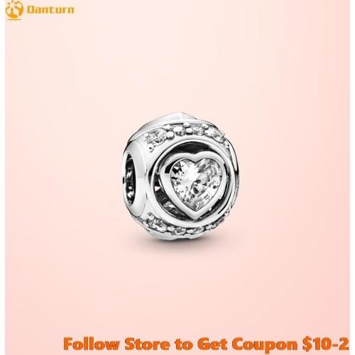 New 925 Sterling Silver Beads Elevated Heart Charms fit Original Pandora Bracelets Women DIY Jewelry