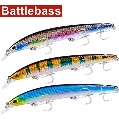 BATTLEBASS 2021 NEW Minnow Fishing Lures 18.5g/15cm Artificial Bass Bait 6#/8# Treble Hooks Painted Tackle