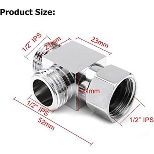 OOTDTY 1/2" Brass 3 Way Diverter Hose Fitting Tee T Shape Adapter Bath Connector