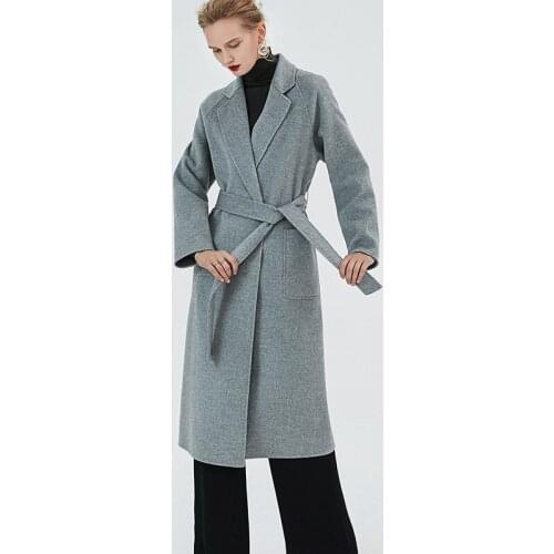 Womens winter coats dark grey Double-sided wool cashmere outwear 2019 autumn plus size ladies fashion overcoats long free ship