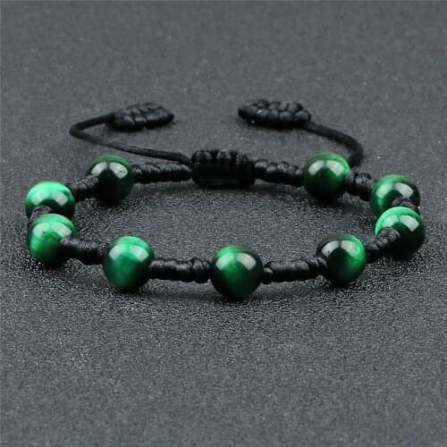 Green Tiger Eye Beads Braided Bracelet Trendy 8mm Natural Stone Handmade Men Women Adjustable Bracelets Simple Yoga Jewelry Gift