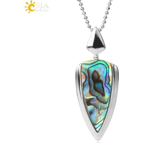 CSJA New Zealand Colorful Natural Abalone Shell Pendants Necklaces Triangle Seashell for Female Beach Summer Charms Jewelry F483