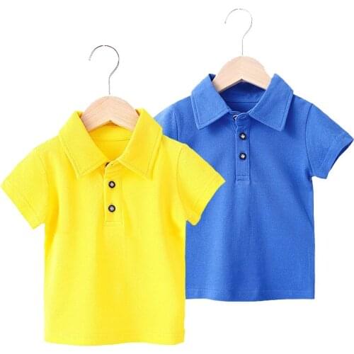 Boys Girl Polo Shirt Summer Children Short Sleeve Lapel Clothes Kids Cotton Breathable Tops Baby Infant Baseball Clothing