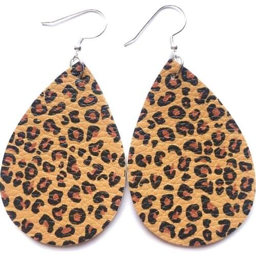 Leopard Print PU Leather Drop Earring for Women Caramel Leopard Print Dangle Drop Earring Jewelry Earrings