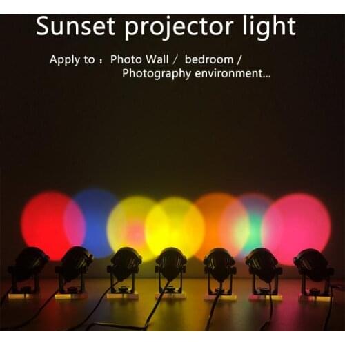 LED Rainbow Sunset Light Sunset Projection Night Light Photo Atmosphere Lamp Decor Projector Lamp For Bedroom Bar Decor Light