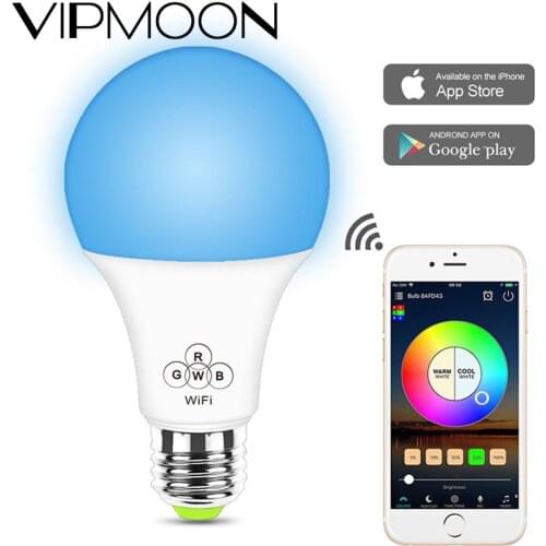 WiFi Smart Light Bulb E27 LED RGBW Lamp Work with Alexa/Google Home 85-265V RGB+White Dimmable Timer Function Magic Bulb