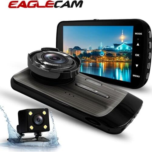 Dash Cam Dual Lens Full HD 1080P 4" IPS Car DVR Vehicle Camera Front+Rear Night Vision Video Recorder G-sensor Parking Mode WDR