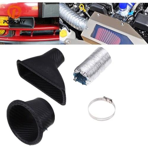 POSSBAY Cold Air Intake System Kit Air Filter Universal Car Front Bumper Turbo Air Intake Pipe Turbine Inlet Air Funnel
