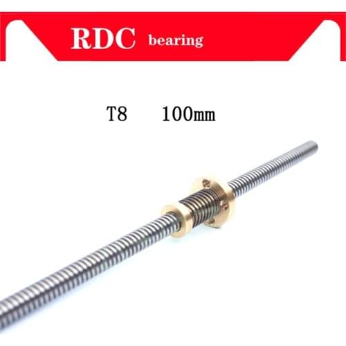 High quality Anti-Backlash Nut + 100 mm T-type Stepper Motor Trapezoidal Lead Screw 8MM Thread 8mm T8 For 3D Printer & CNC NEW