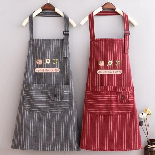 Japanese cute cotton double layer apron women waterproof and oil proof