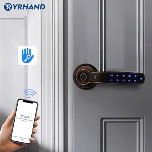 TT lock APP WIFI fingerprint password card lock smart fingerprint door handle lock for home