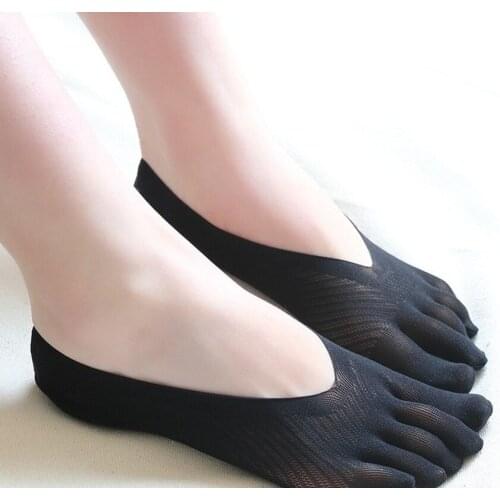 1pair Woman Two-toed 5 Toed Split Toe Socks Summer Ultra-thin Invisible Pigs Trotters Mesh Breathable Boat Non-slip Sock WSD023