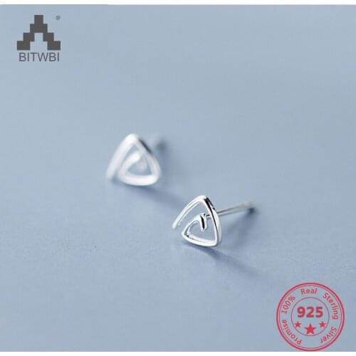 925 Sterling Silver Stud Earrings For Women Fashion Cute Simplicity Triangle Temperament Small Ear Jewelry Holiday Gift