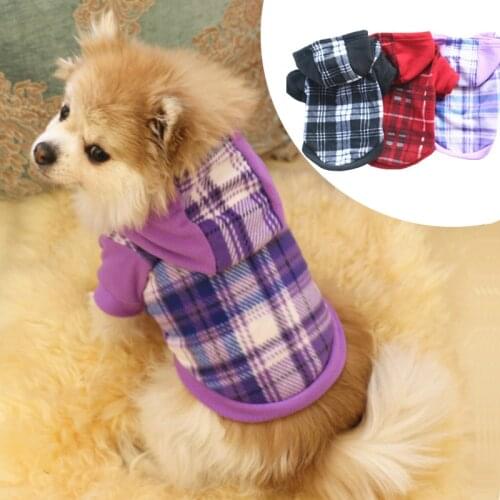 Winter Warm Pet Dog Clothes For Small Dogs Fashion Plaid Hooded Puppy Pet Coat Jacket Soft Fleece Chihuahua Pug Clothing Hoodies