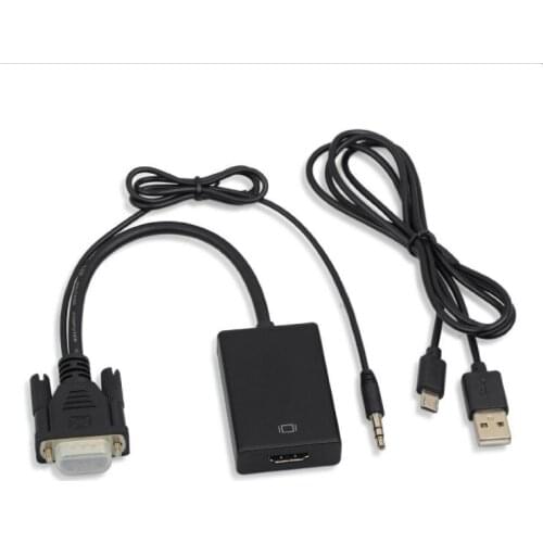 1 pcs HD VGA to hdmi computer to TV extension cable VGA to HDMI with audio with power supply