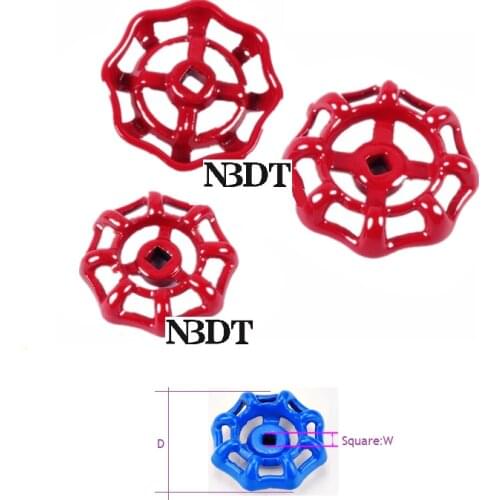 10Pcs/Lot Red Blue Spoked Cast Iron Ball Gate Valve Hand Wheel Handwheel Pipe Fittings Square Center Gas Valve Control Decor