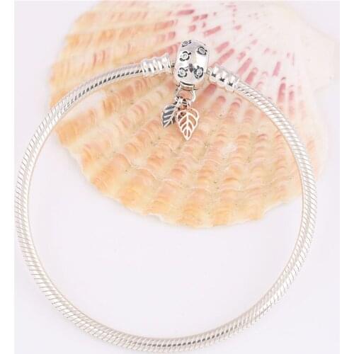 100% 925 Sterling Silver Pan Bracelet Creative Rose Gold Chain Clasp Snake Bone Classic Bracelet Fit Diy Charm Women Jewelry