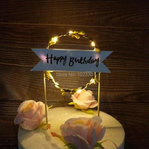 100pcs Creative LED Light Up Flashing Flower Cake Toppers Cake Flag Birthday Cake Decoration Event Party Supplies ZA6967