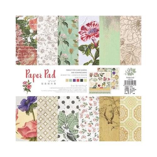 12 inch Vintage Flowers 26 sheets Scrapbook Paper Pack For DIY Gift Wrapping card making background Home Deco Craft
