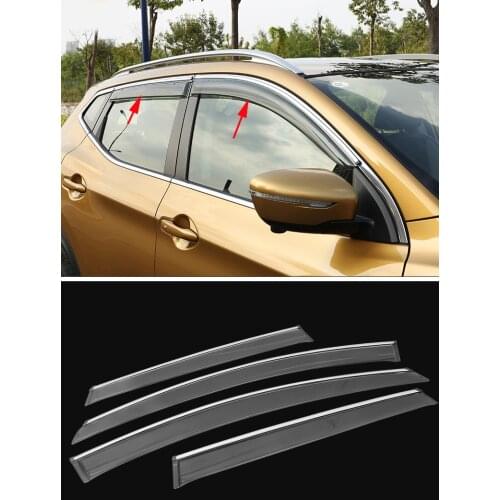 4pcs FIT 2014 2015 2016 FOR nissan QASHQAI SIDE WINDOW RAIN DEFLECTORS GUARD VISOR WEATHERSHIELDS DOOR SHADE WEATHER