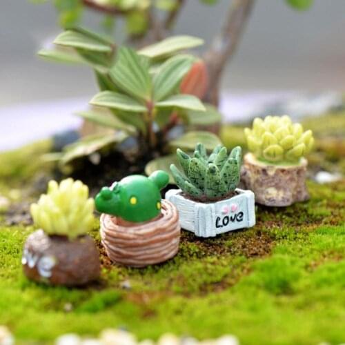 4Pcs Miniature Decor Cute Exquisite Resin Creative Mini Bonsai Miniature Display DIY material Figurines garden Crafts decoration