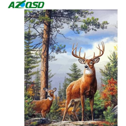 AZQSD Draw By Number On Canvas Deer Painting By Numbers Animal HandPainted Home Decor Gift Diy Oil Painting Wall Art